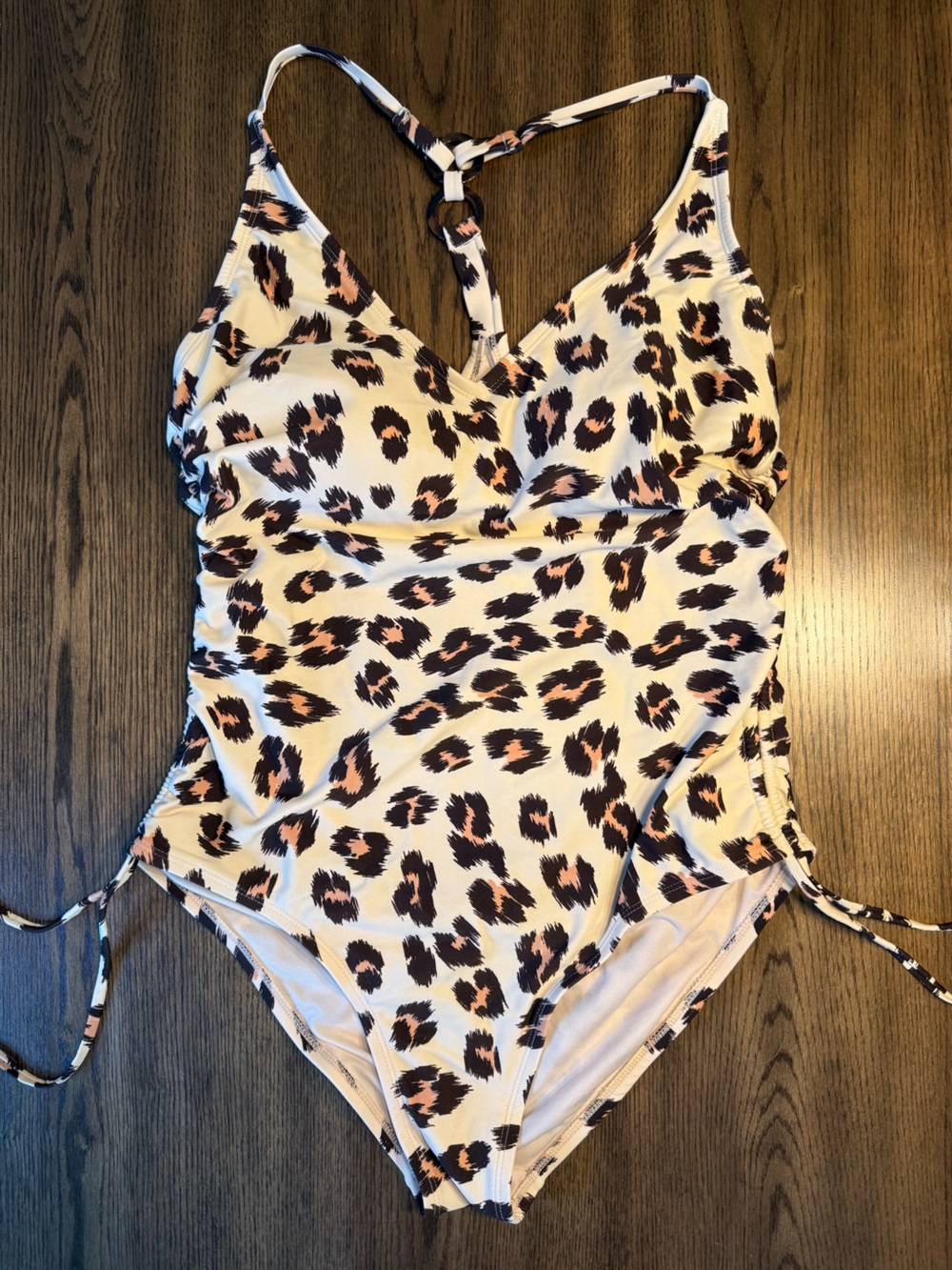 Kona Sol Leopard Print One-Piece Swimsuit Size L